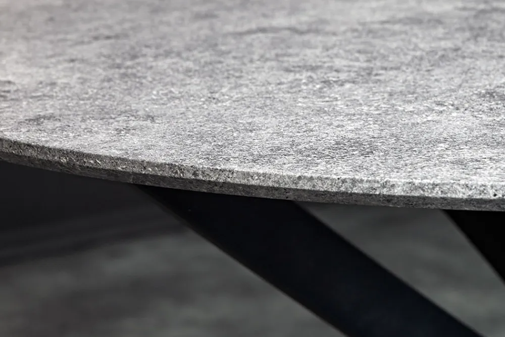 Riess-Ambiente Industrial Loft|Esstische > Runder Esstisch HELIX 120cm grau Beton-Design schwarze Metallbeine Sterngestell