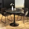 Riess-Ambiente Esstische > Runder Esstisch LYON 80cm schwarz gold sand Aurora Oro Keramik Bistrotisch Säulenfuß
