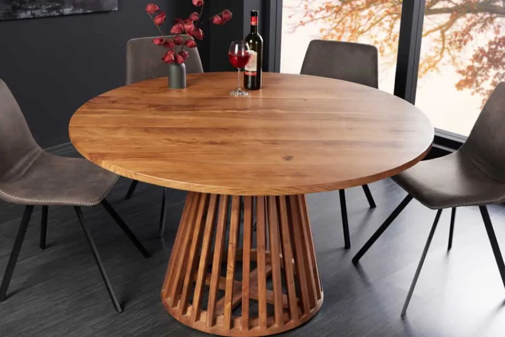 Riess-Ambiente Esstische|Mehr... > Runder Esstisch MAISON JADE 130cm natur Akazie Massivholz Säulenfuß