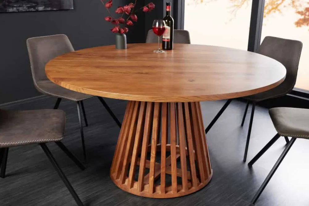 Riess-Ambiente Esstische|Mehr... > Runder Esstisch MAISON JADE 130cm natur Akazie Massivholz Säulenfuß