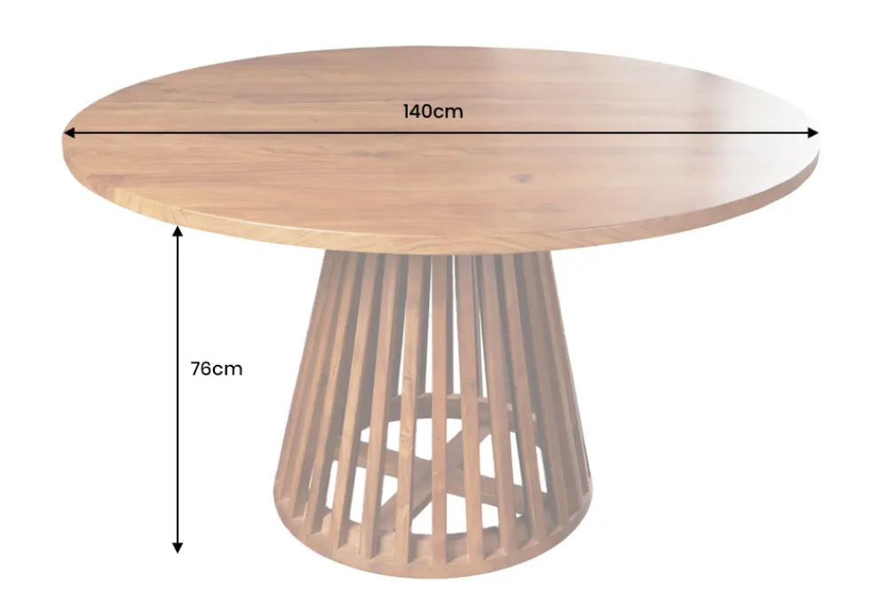 Riess-Ambiente Esstische|Mehr... > Runder Esstisch MAISON JADE 140cm natur Akazie Massivholz Säulenfuß