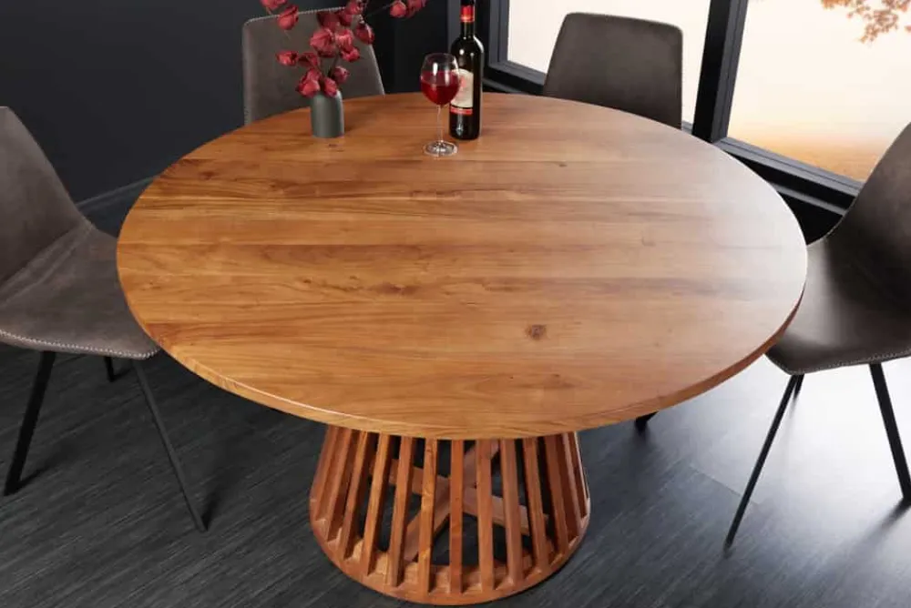 Riess-Ambiente Esstische|Mehr... > Runder Esstisch MAISON JADE 140cm natur Akazie Massivholz Säulenfuß
