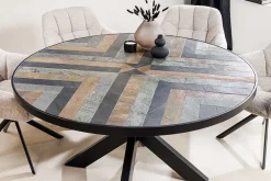 Riess-Ambiente Industrial Loft|Esstische > Runder Esstisch MOUNTAIN SOUL 140cm schwarz grau Naturstein Eisen Sterngestell
