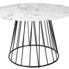 Riess-Ambiente Esstische|Retro Möbel > Runder Esstisch PARIS 120cm weiß Marmor-Design Glas schwarzes Metallgestell