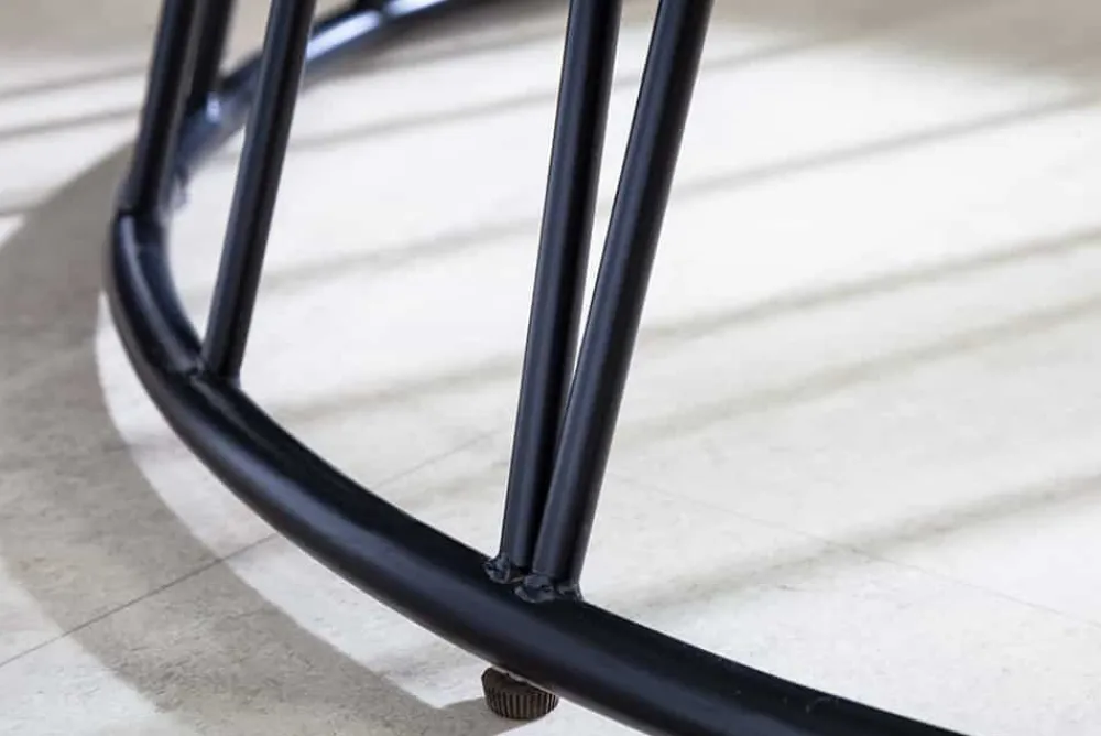 Riess-Ambiente Esstische|Retro Möbel > Runder Esstisch PARIS 120cm weiß Marmor-Design Glas schwarzes Metallgestell