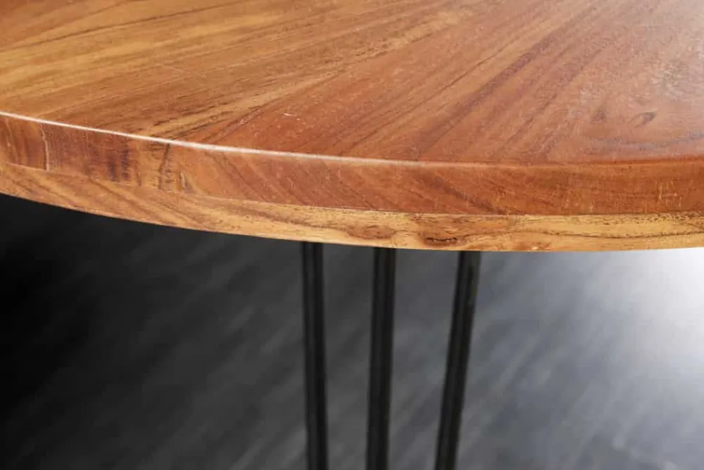 Riess-Ambiente Esstische|Mehr... > Runder Esstisch SCORPION 120cm Akazie natur Massivholz Hairpin Legs Retro Design