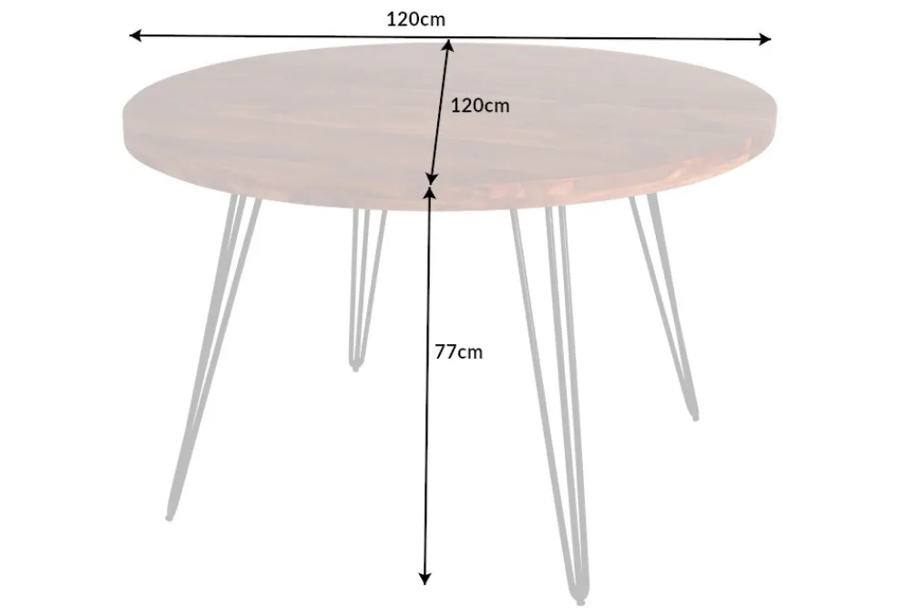 Riess-Ambiente Esstische|Mehr... > Runder Esstisch SCORPION 120cm Akazie natur Massivholz Hairpin Legs Retro Design