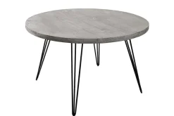 Riess-Ambiente Esstische|Industrial Loft > Runder Esstisch SCORPION 80cm grau Mangoholz massiv schwarze Metallbeine Hairpin Legs