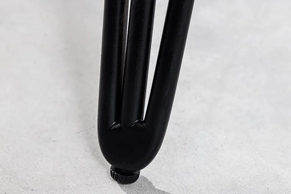 Riess-Ambiente Esstische|Industrial Loft > Runder Esstisch SCORPION 80cm grau Mangoholz massiv schwarze Metallbeine Hairpin Legs