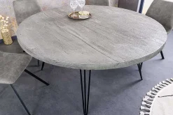 Riess-Ambiente Esstische|Mehr... > Runder Esstisch SCORPION 120cm grau Mangoholz massiv schwarze Metallbeine Hairpin Legs