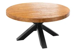 Riess-Ambiente Mehr...|Massivholzesstische > Runder Esstisch THOR 140cm natur massives Mangoholz schwarzes Metallgestell