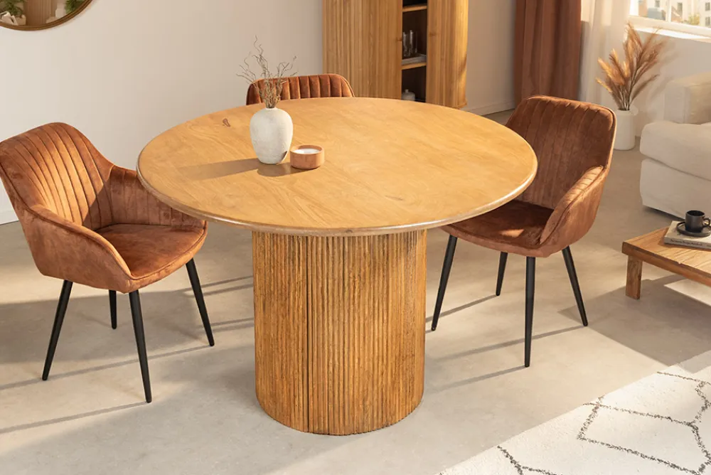 Riess-Ambiente Mehr...|Massivholzesstische > Runder Esstisch TRES CHIC 120cm braun Mangoholz Massivholz mit Stauraum