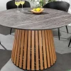 Riess-Ambiente Esstische|Gartentische > Runder Esstisch VALHALLA 115cm Keramik Lamellen-Design Indoor Outdoor