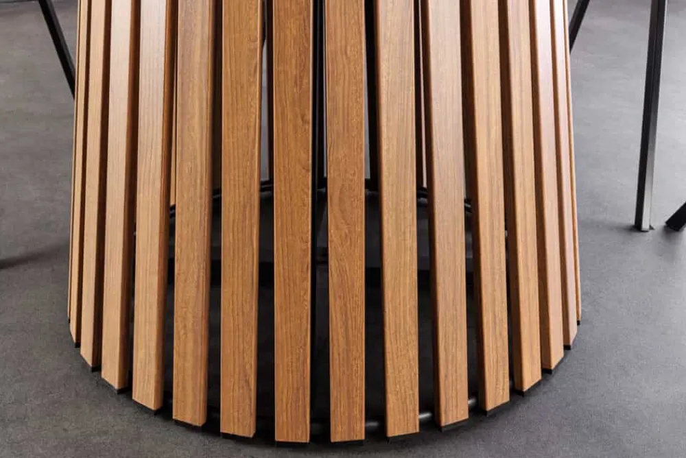 Riess-Ambiente Esstische|Gartentische > Runder Esstisch VALHALLA 115cm Keramik Lamellen-Design Indoor Outdoor