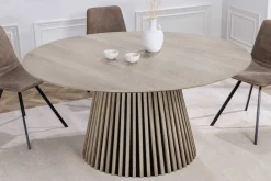 Riess-Ambiente Skandinavisch|Esstische > Runder Esstisch VALHALLA WOOD 140cm grau Eichenholz Säulenfuß