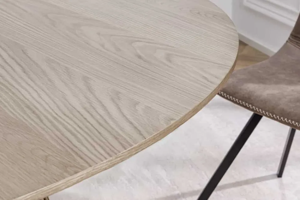 Riess-Ambiente Skandinavisch|Esstische > Runder Esstisch VALHALLA WOOD 140cm grau Eichenholz Säulenfuß