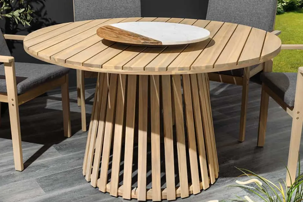 Riess-Ambiente Mehr...|Massivholz Gartenmöbel > Runder Gartentisch KOPENHAGEN 120cm natur Akazie Massivholz In- und Outdoor wetterfest