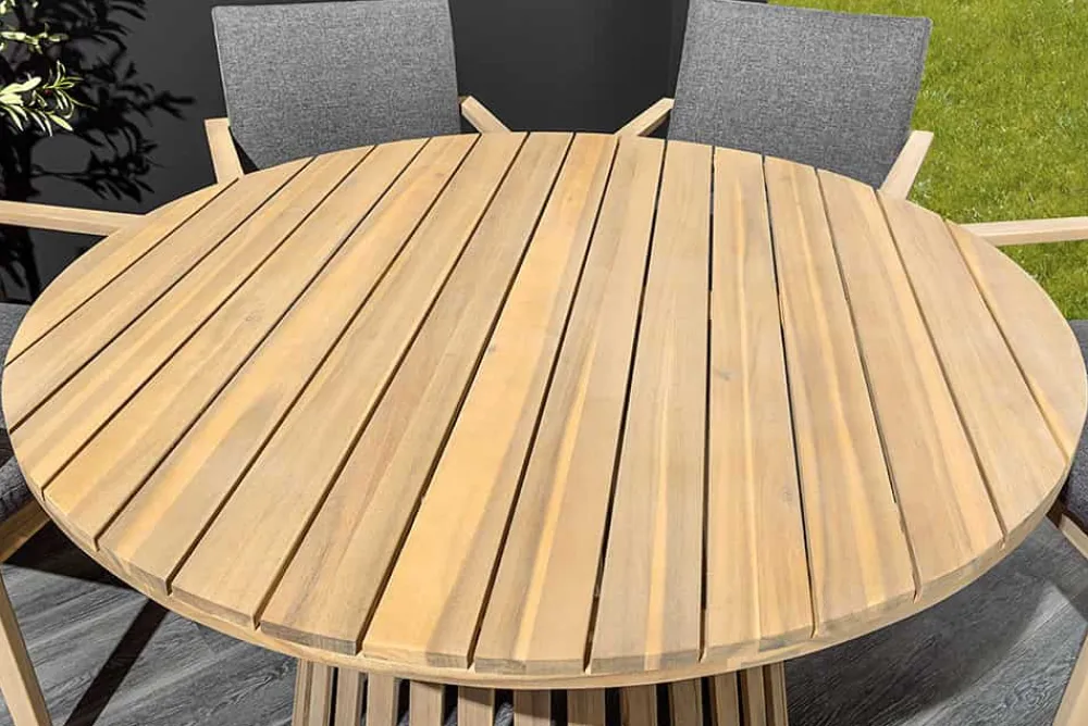 Riess-Ambiente Mehr...|Massivholz Gartenmöbel > Runder Gartentisch KOPENHAGEN 120cm natur Akazie Massivholz In- und Outdoor wetterfest