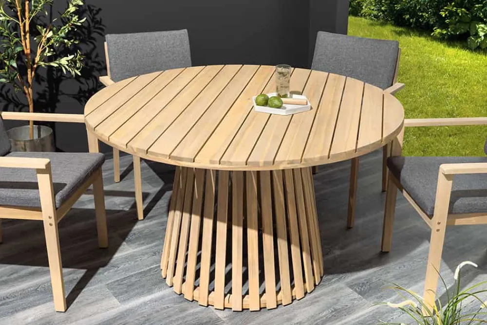 Riess-Ambiente Mehr...|Massivholz Gartenmöbel > Runder Gartentisch KOPENHAGEN 120cm natur Akazie Massivholz In- und Outdoor wetterfest