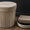 Riess-Ambiente Sitzhocker|Samt Möbel > Runder Hocker ÉLAN 40cm champagner greige Samt faltbar mit Stauraum