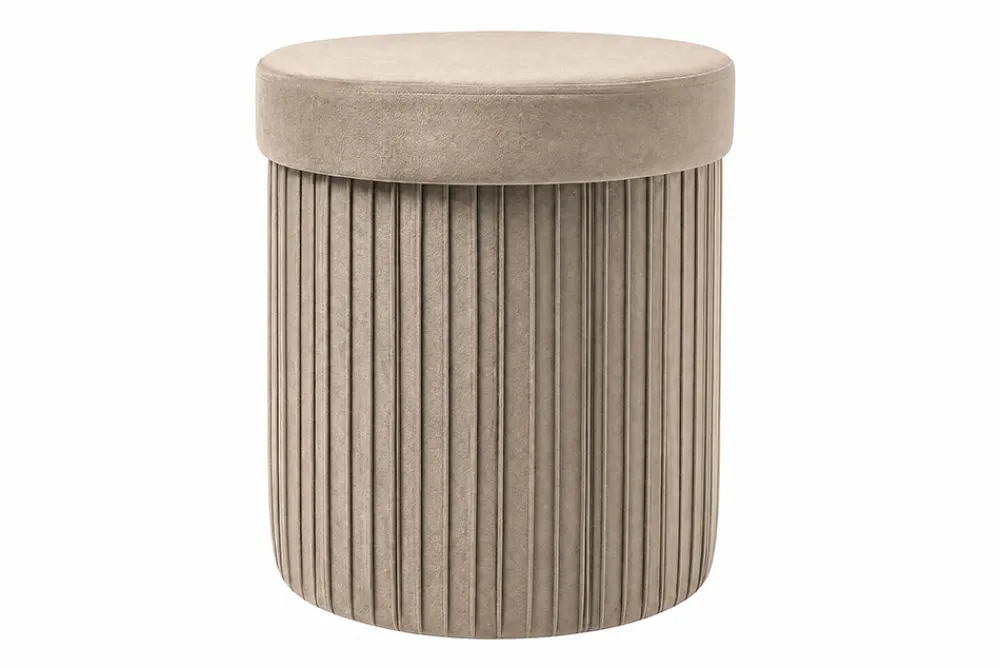 Riess-Ambiente Sitzhocker|Samt Möbel > Runder Hocker ÉLAN 40cm champagner greige Samt faltbar mit Stauraum