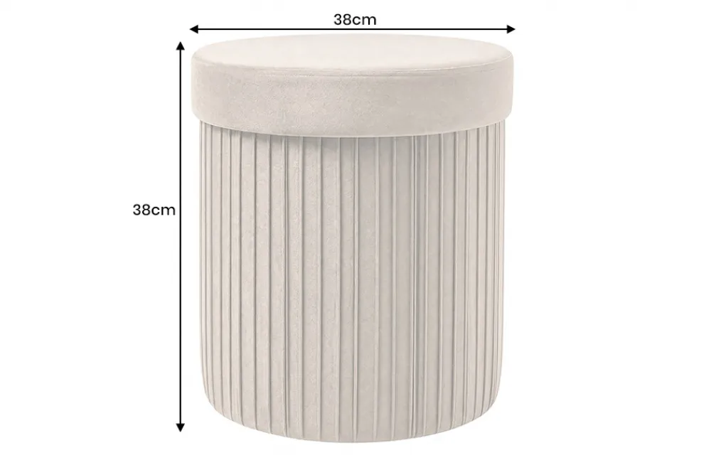 Riess-Ambiente Sitzhocker|Samt Möbel > Runder Hocker ÉLAN 40cm champagner greige Samt faltbar mit Stauraum