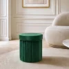 Riess-Ambiente Sitzhocker|Samt Möbel > Runder Hocker ÉLAN 40cm grün Samt faltbar mit Stauraum