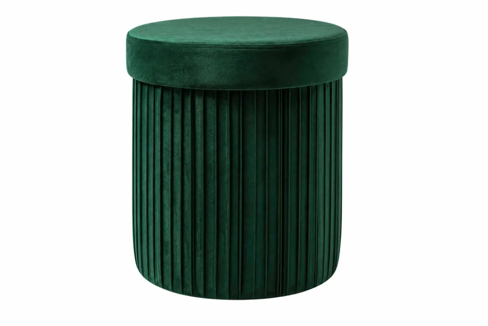 Riess-Ambiente Sitzhocker|Samt Möbel > Runder Hocker ÉLAN 40cm grün Samt faltbar mit Stauraum