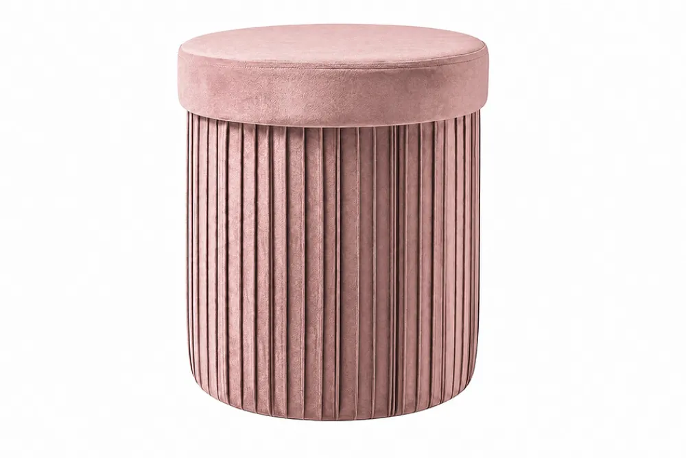 Riess-Ambiente Sitzhocker|Samt Möbel > Runder Hocker ÉLAN 40cm rosa Samt faltbar mit Stauraum