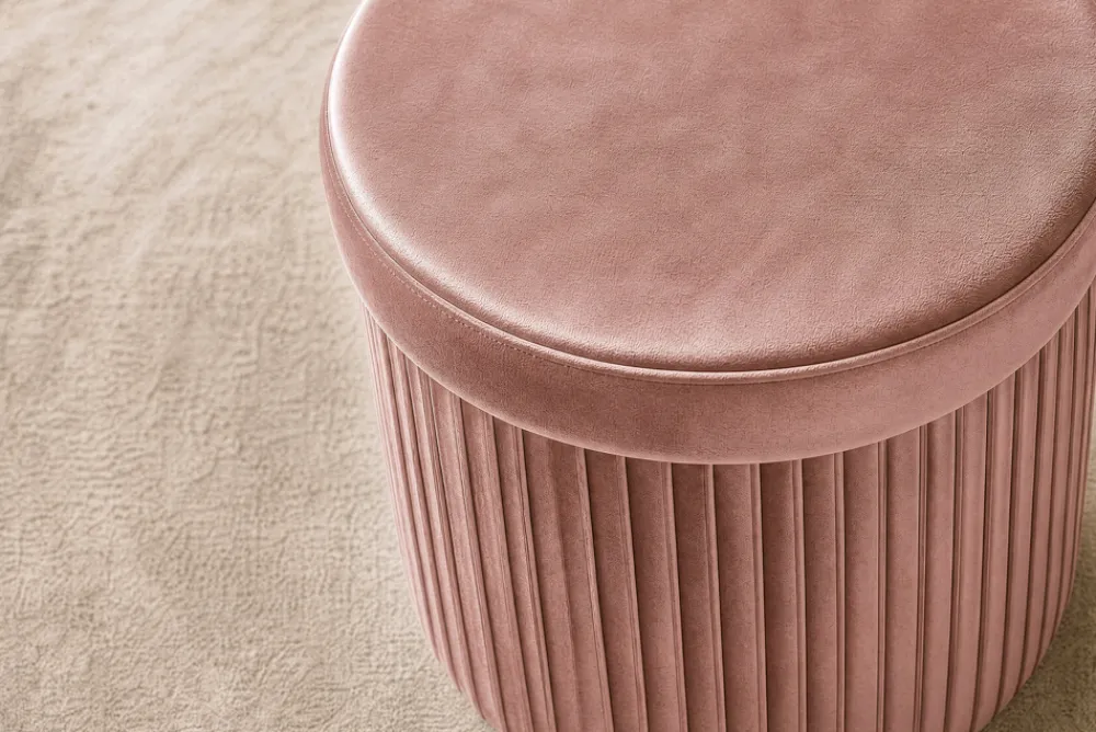 Riess-Ambiente Sitzhocker|Samt Möbel > Runder Hocker ÉLAN 40cm rosa Samt faltbar mit Stauraum