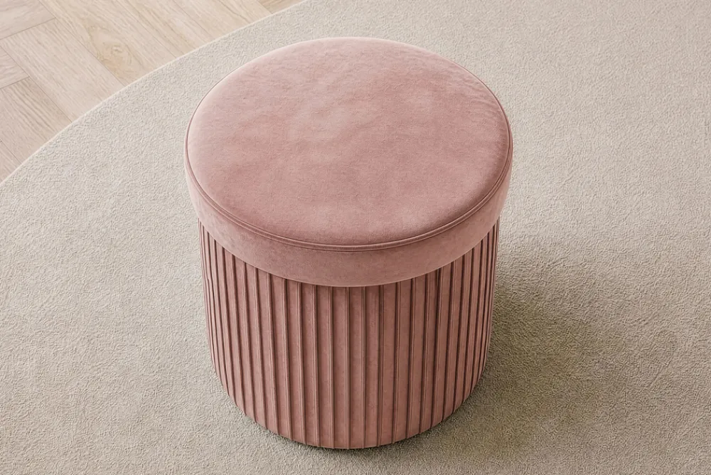 Riess-Ambiente Sitzhocker|Samt Möbel > Runder Hocker ÉLAN 40cm rosa Samt faltbar mit Stauraum