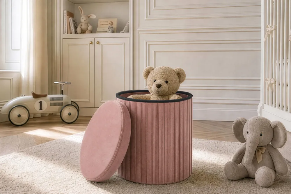 Riess-Ambiente Sitzhocker|Samt Möbel > Runder Hocker ÉLAN 40cm rosa Samt faltbar mit Stauraum