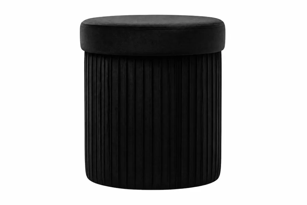 Riess-Ambiente Sitzhocker|Samt Möbel > Runder Hocker ÉLAN 40cm schwarz Samt faltbar mit Stauraum