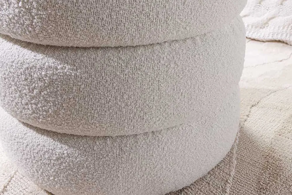 Riess-Ambiente Skandinavisch|Sitzhocker > Runder Hocker VOGUE 50cm creme weiß Bouclé Polsterhocker mit Stauraum