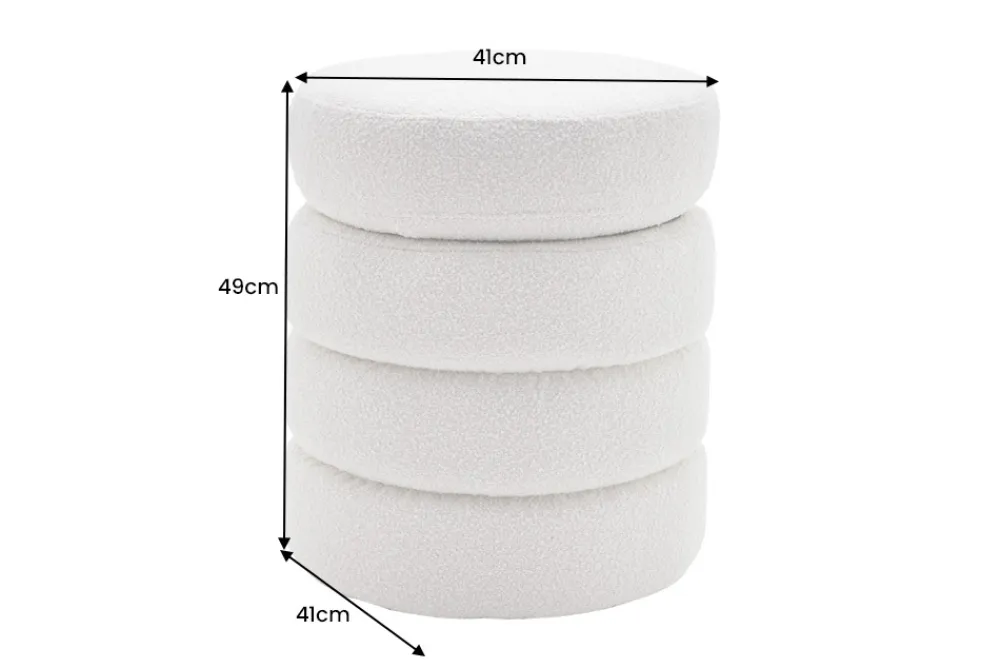 Riess-Ambiente Skandinavisch|Sitzhocker > Runder Hocker VOGUE 50cm creme weiß Bouclé Polsterhocker mit Stauraum