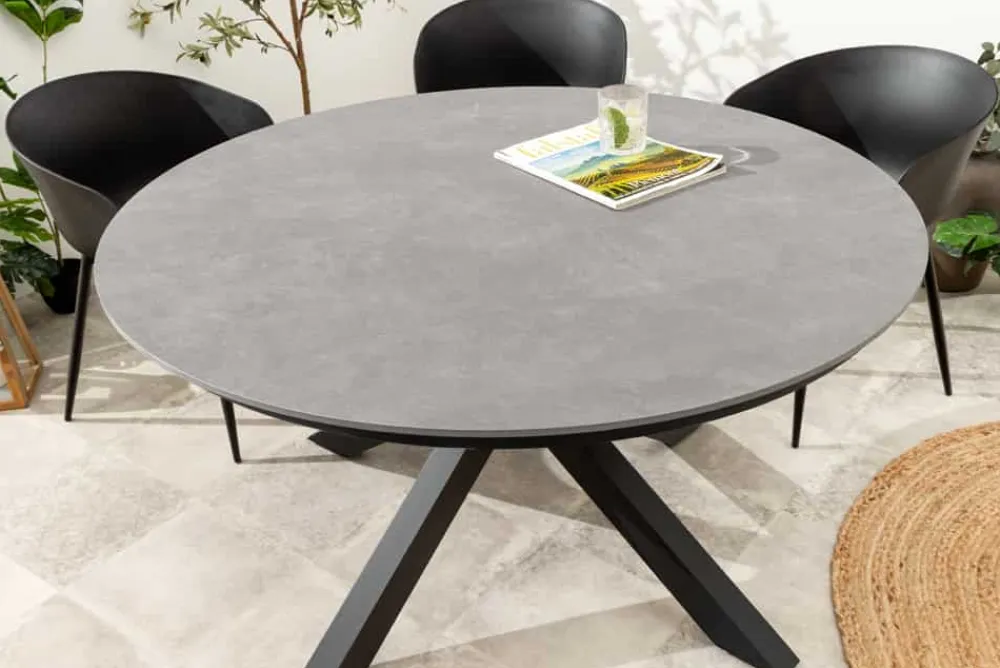 Riess-Ambiente Haus & Garten|Esstische > Runder In- und Outdoor Esstisch GALAXY 120cm graphit Keramik anthrazit Aluminium Gartentisch
