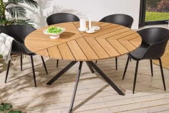 Riess-Ambiente Haus & Garten|Esstische > Runder In- und Outdoor Gartentisch DESIGNO 120cm natur Holz-Design anthrazit Metall