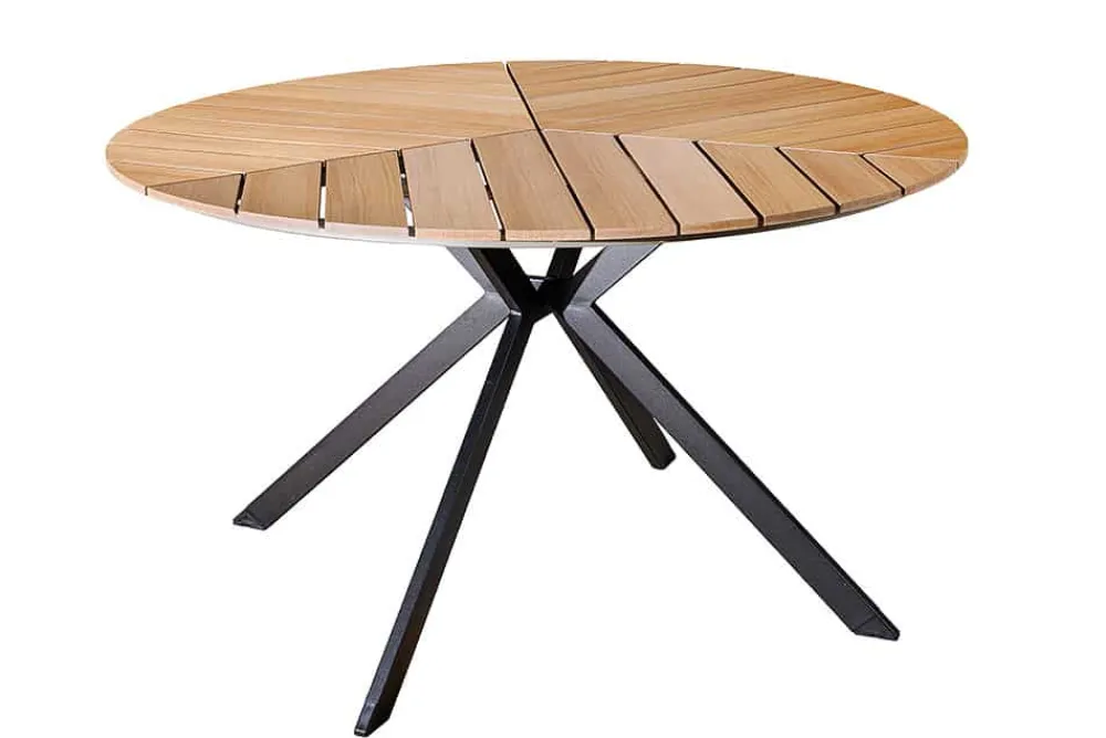 Riess-Ambiente Haus & Garten|Esstische > Runder In- und Outdoor Gartentisch DESIGNO 120cm natur Holz-Design anthrazit Metall