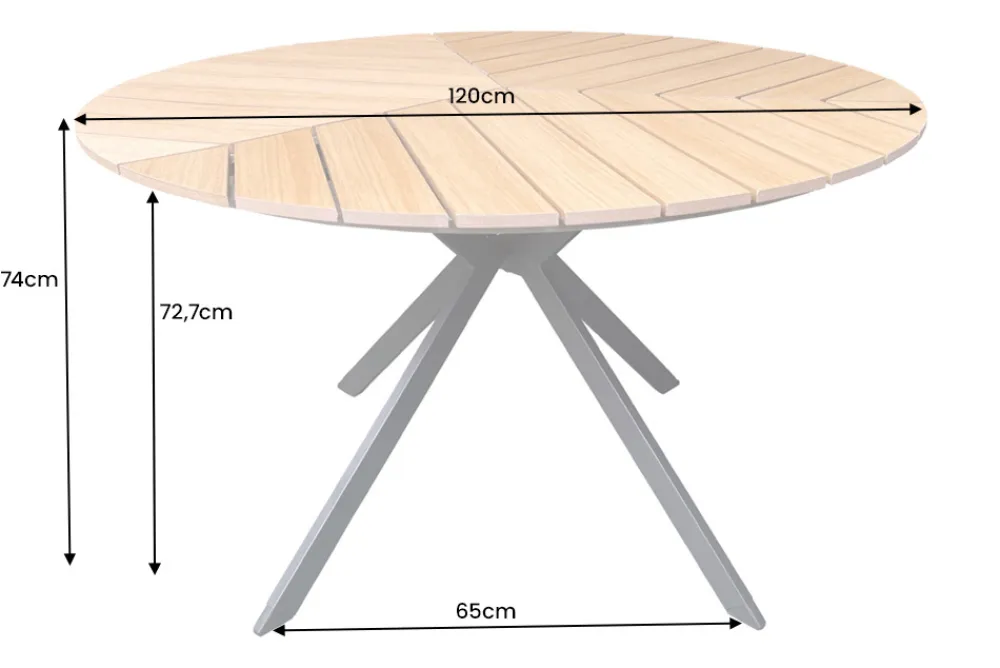 Riess-Ambiente Haus & Garten|Esstische > Runder In- und Outdoor Gartentisch DESIGNO 120cm natur Holz-Design anthrazit Metall