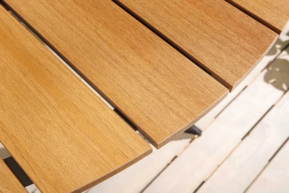 Riess-Ambiente Haus & Garten|Esstische > Runder In- und Outdoor Gartentisch DESIGNO 120cm natur Holz-Design anthrazit Metall