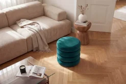 Riess-Ambiente Sitzhocker|Samt Möbel > Runder Polsterhocker VOGUE 40cm grün Samt mit Stauraum