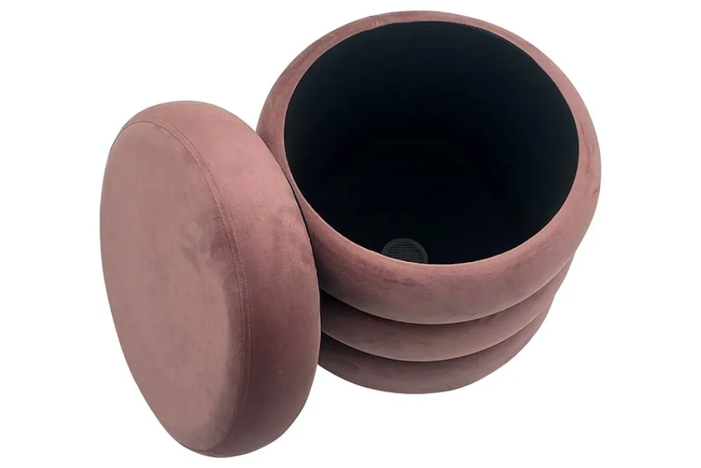Riess-Ambiente Sitzhocker|Samt Möbel > Runder Polsterhocker VOGUE 40cm rosa Samt mit Stauraum