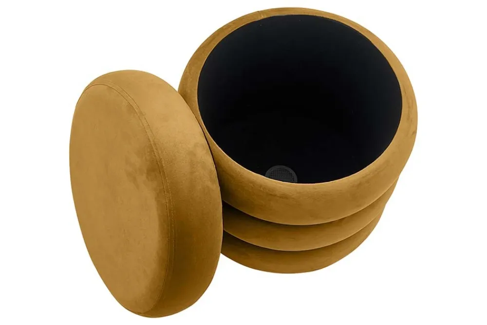 Riess-Ambiente Sitzhocker|Samt Möbel > Runder Polsterhocker VOGUE 40cm senfgelb Samt mit Stauraum