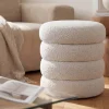 Riess-Ambiente Skandinavisch|Sitzhocker > Runder Polsterhocker VOGUE 40cm weiß Bouclé mit Stauraum