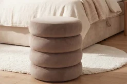 Riess-Ambiente Sitzhocker|Samt Möbel > Runder Polsterhocker VOGUE 40cm champagner greige Samt mit Stauraum