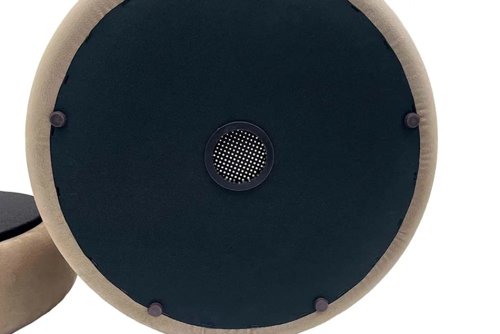 Riess-Ambiente Sitzhocker|Samt Möbel > Runder Polsterhocker VOGUE 40cm champagner greige Samt mit Stauraum