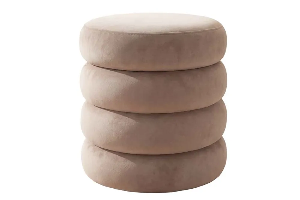 Riess-Ambiente Sitzhocker|Samt Möbel > Runder Polsterhocker VOGUE 40cm champagner greige Samt mit Stauraum