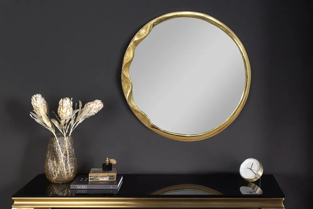 Riess-Ambiente Goldene Möbel|Spiegel > Runder Wandspiegel ABSTRACT 55cm gold Metall handmade