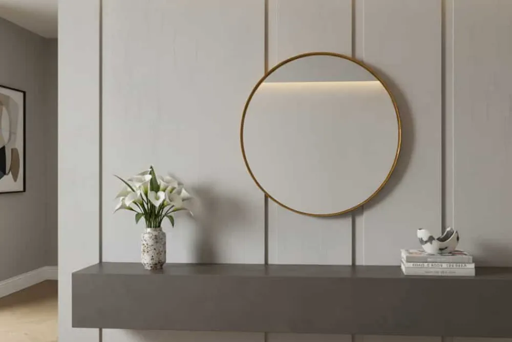 Riess-Ambiente Spiegel > Runder Wandspiegel PORTRAIT 75cm gold mit Metallrahmen