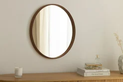 Riess-Ambiente Spiegel > Runder Wandspiegel PORTRAIT 70cm braun in Walnussholz-Design